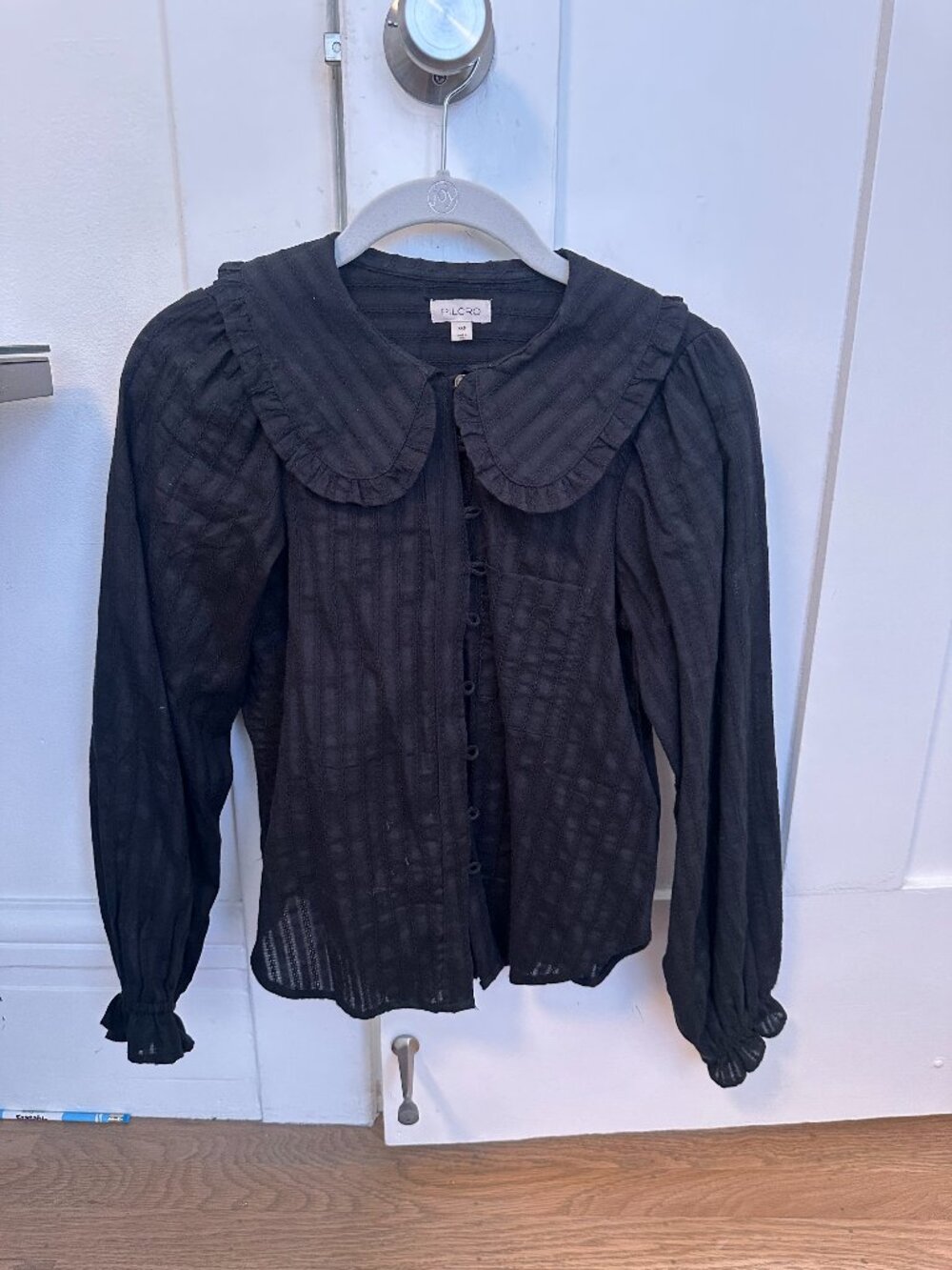 Pilcro Black Peter Pan Collar Button-Up Blouse | XXS | Like New | Anthropologie